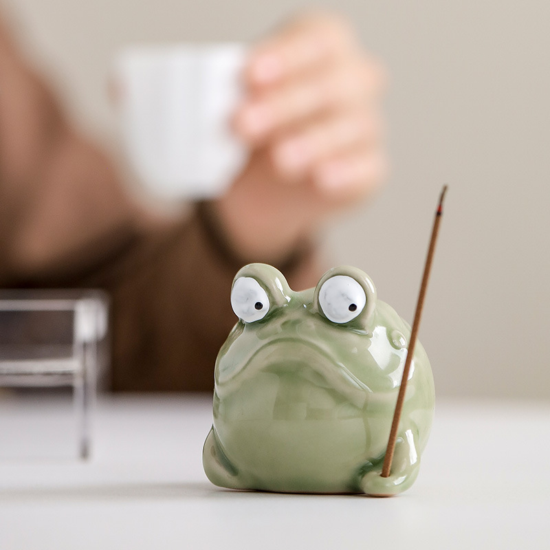 Home Fragrance Zen - Yaratıcı Seramik Kurbağa Tütsü Yakıcısı, Masaüstü