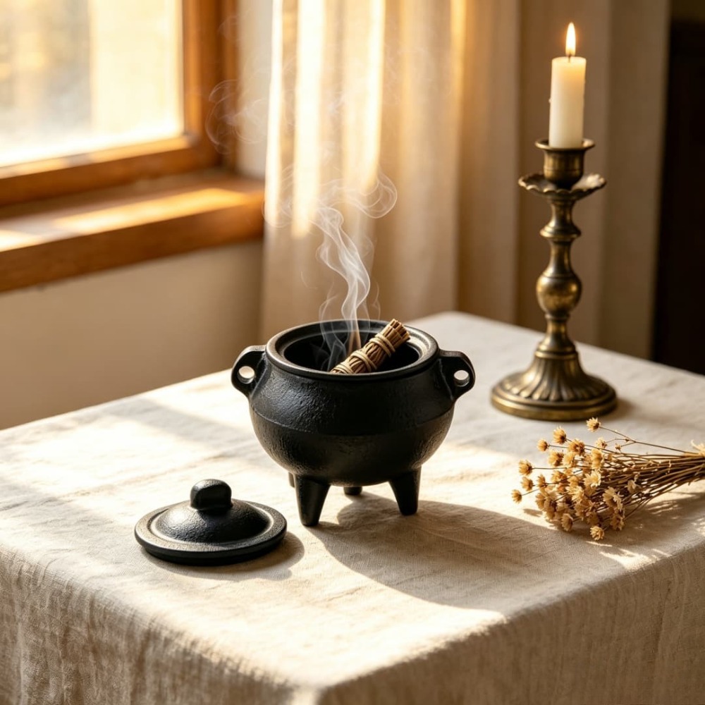 Home Fragrance Miniso - Mini Dökme Demir Kazan Tencere Tütsülük